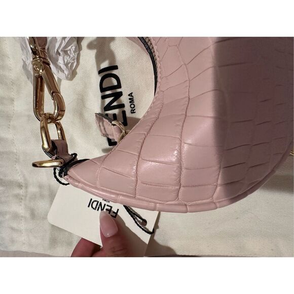 Crocodile leather fendi nano mini bag pink and gold new with tags - Picture 7 of 8